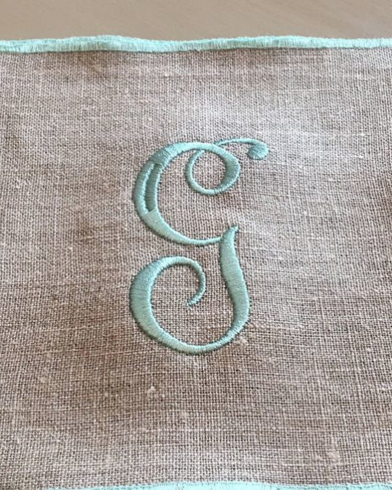 Linen Trimmed Cocktail Napkins - Set of 4