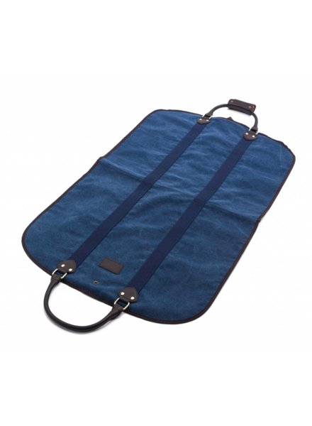 Navy Garment Bag with Lether Handles
