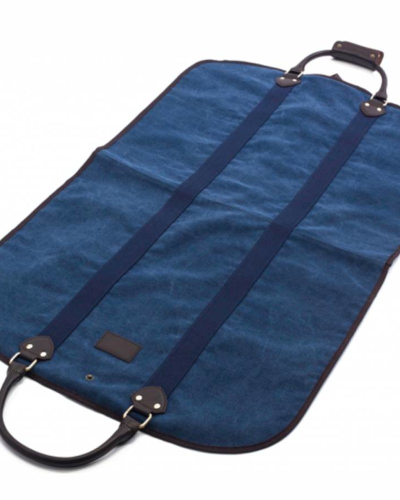 Navy Garment Bag with Lether Handles