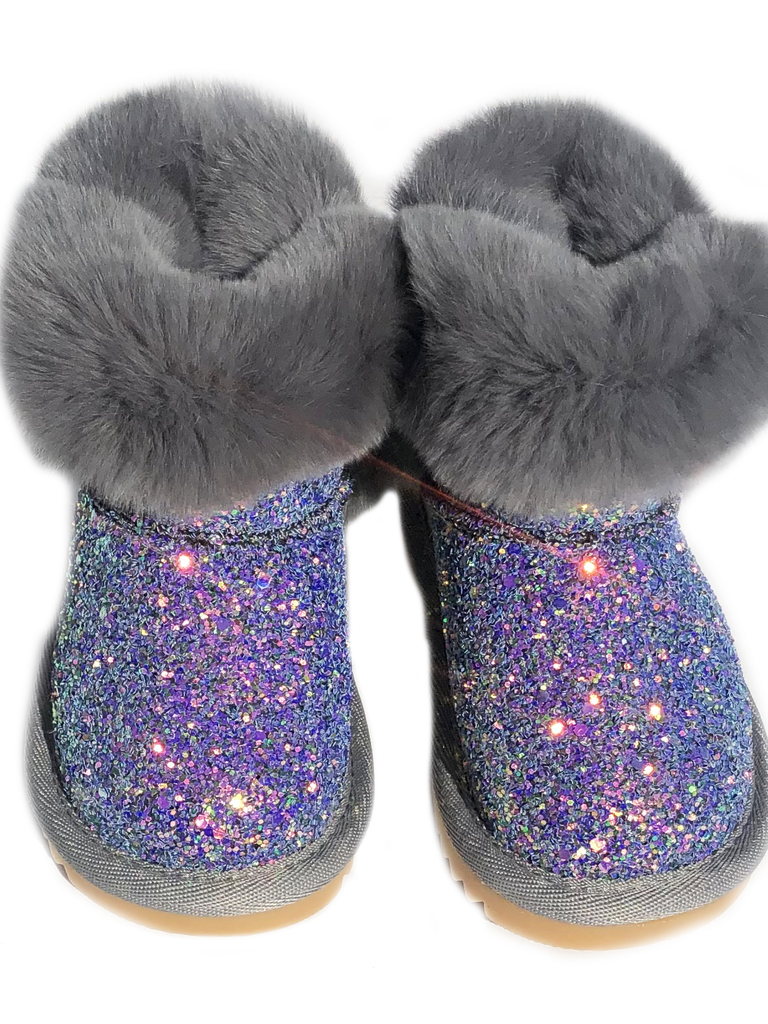 grey glitter boots