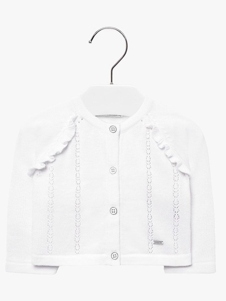 white ruffle cardigan