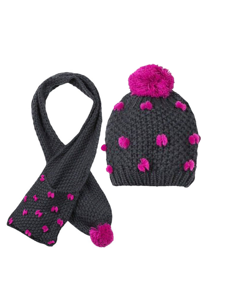 3pommes Baby Girl Pom Hat W Scarf Pumpkin And Bean 3pommes Baby Girl Pom Hat W Scarf Pumpkin And Bean
