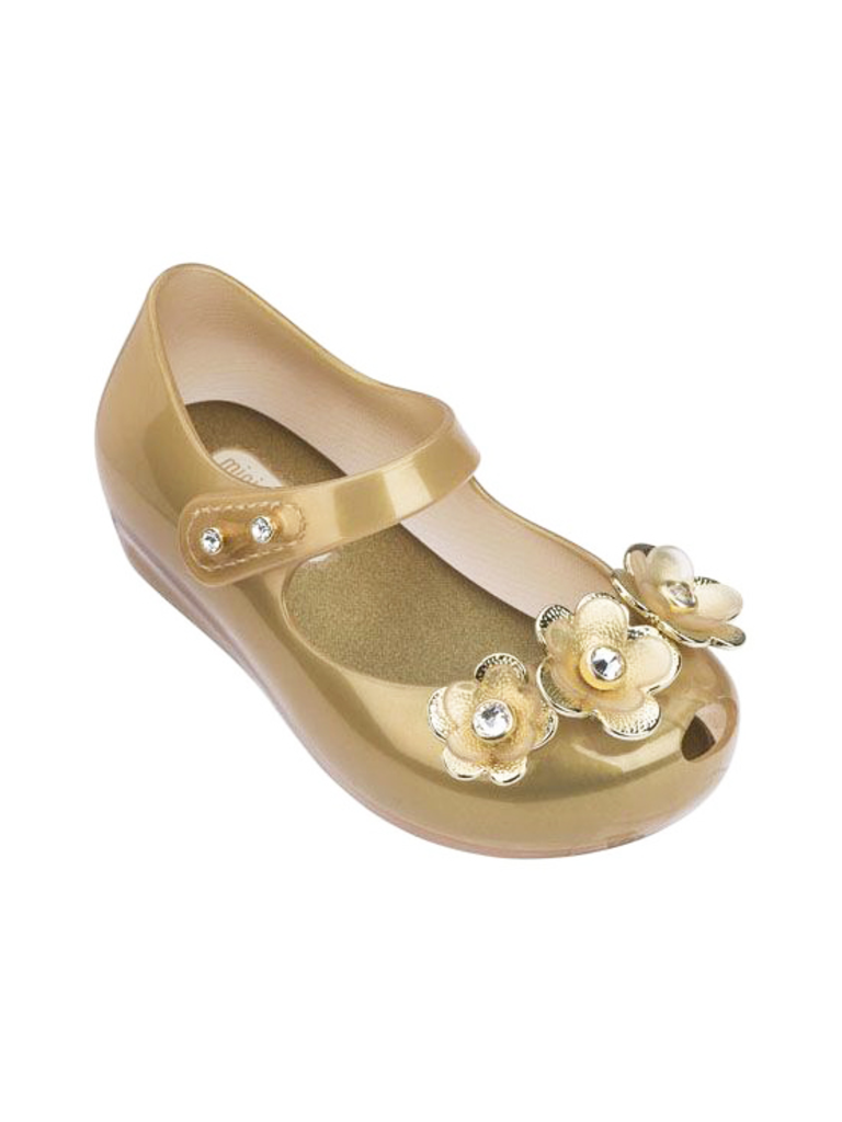 mini melissa gold shoes
