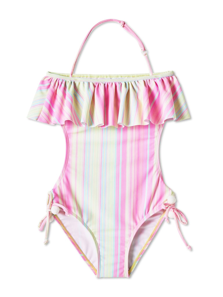 pastel striped swimsuit