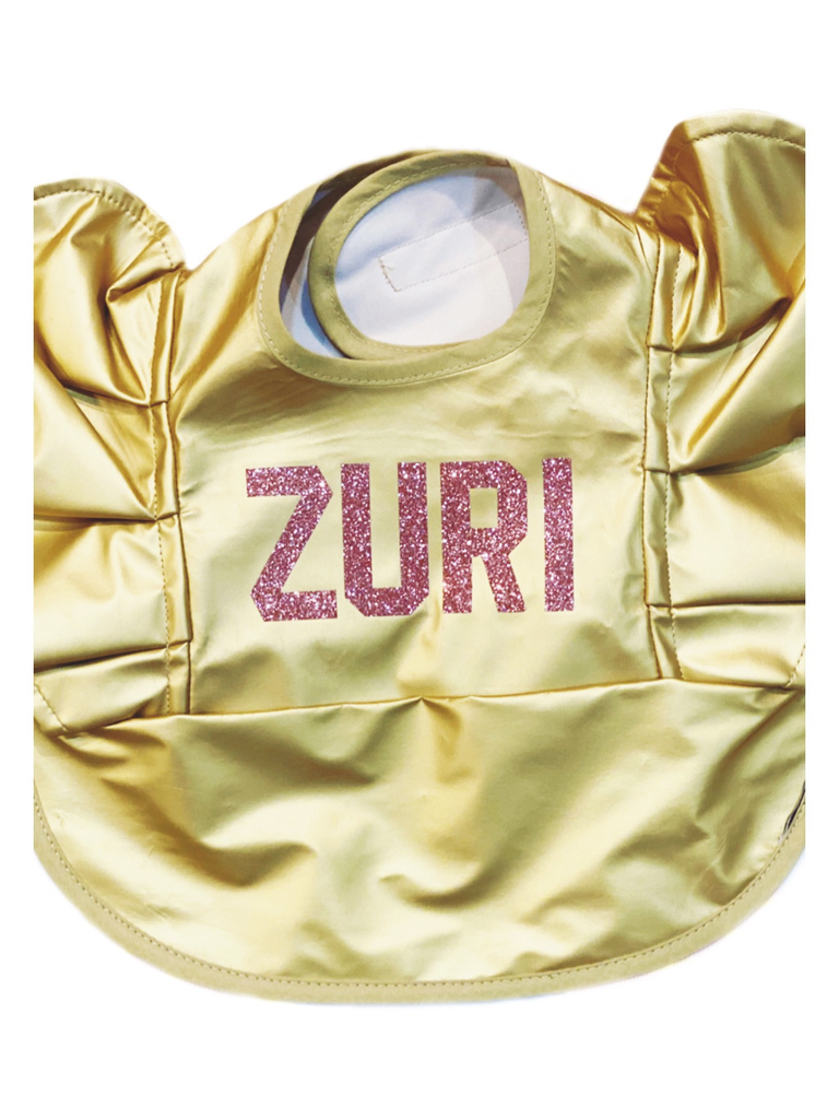 gold baby bib