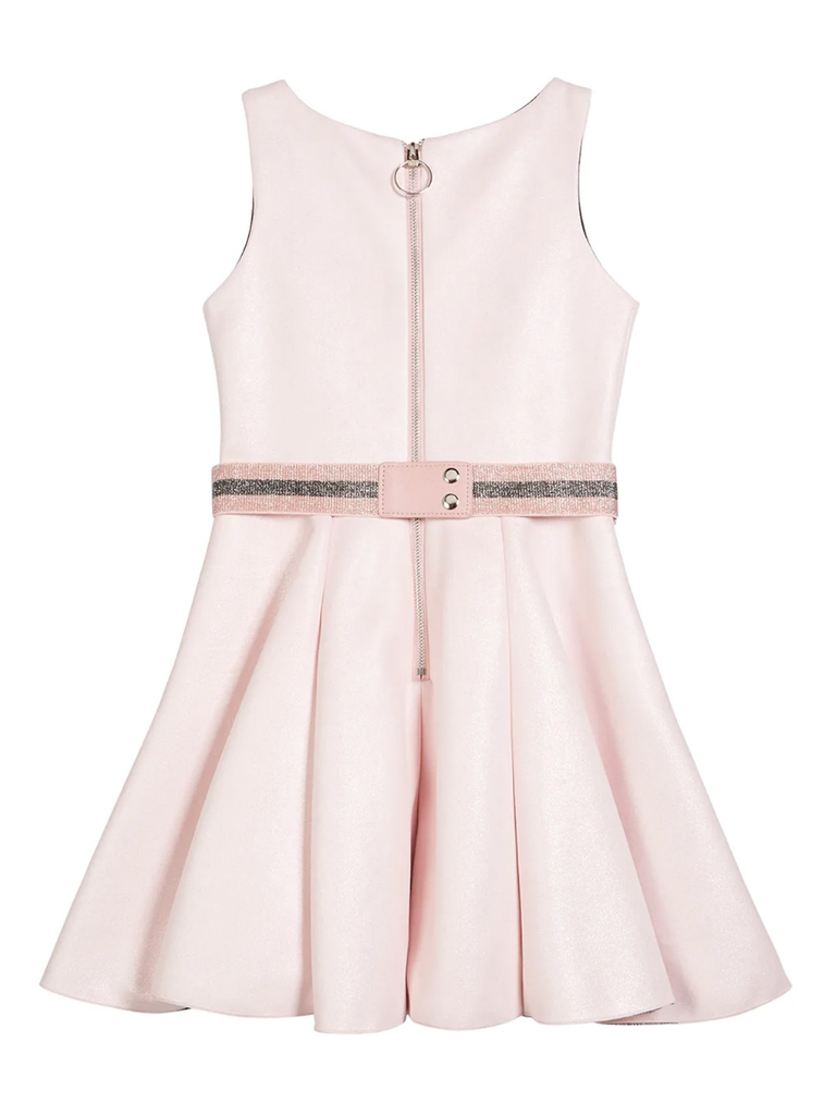 pink belted dress