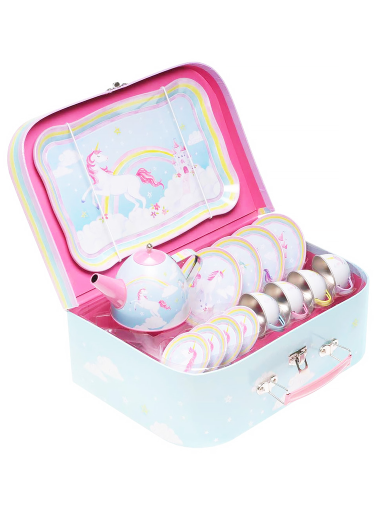unicorn tin tea set