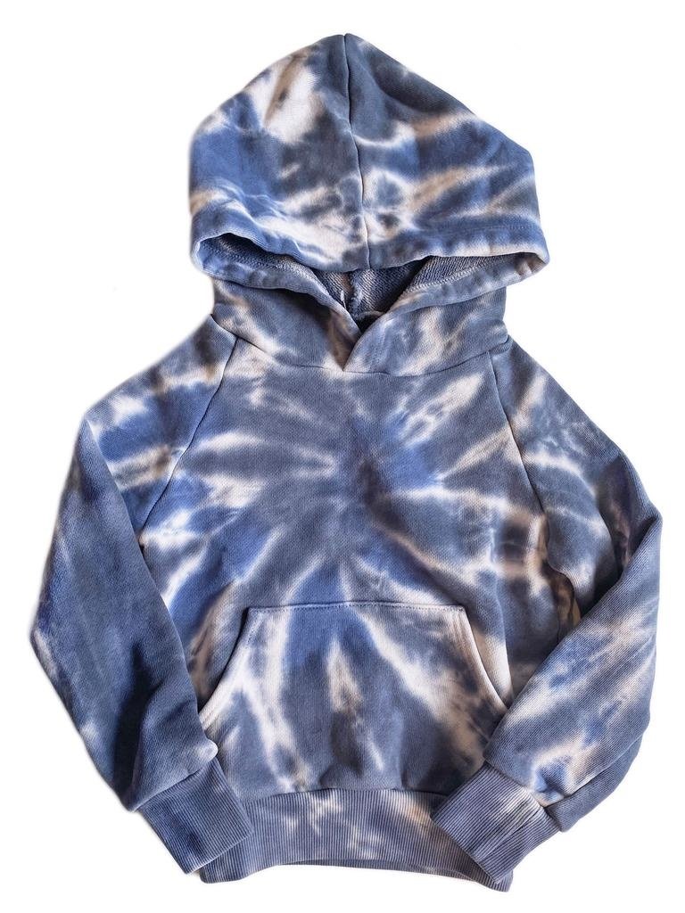 blue and grey tie dye hoodie
