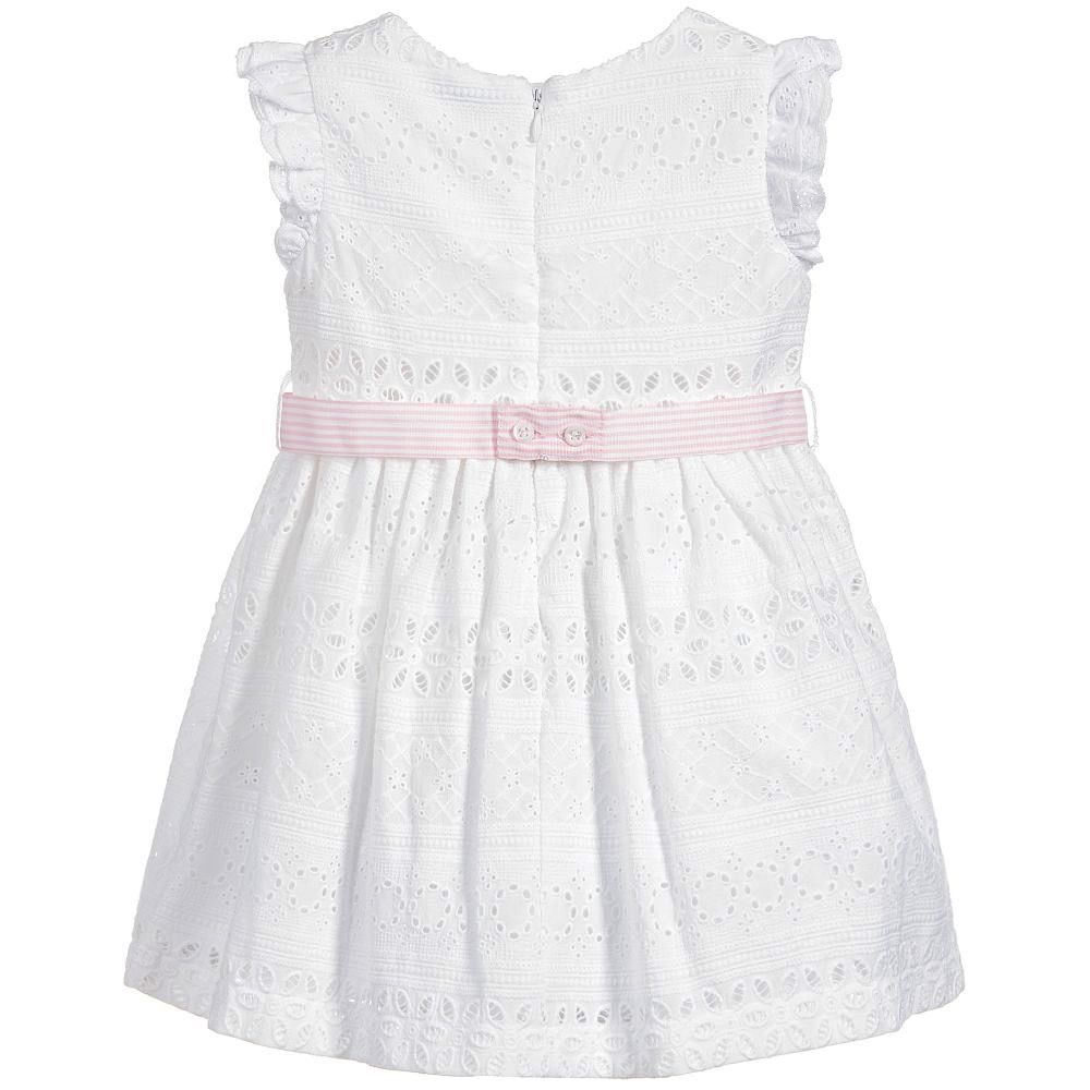 White Eyelet Dress with Belt