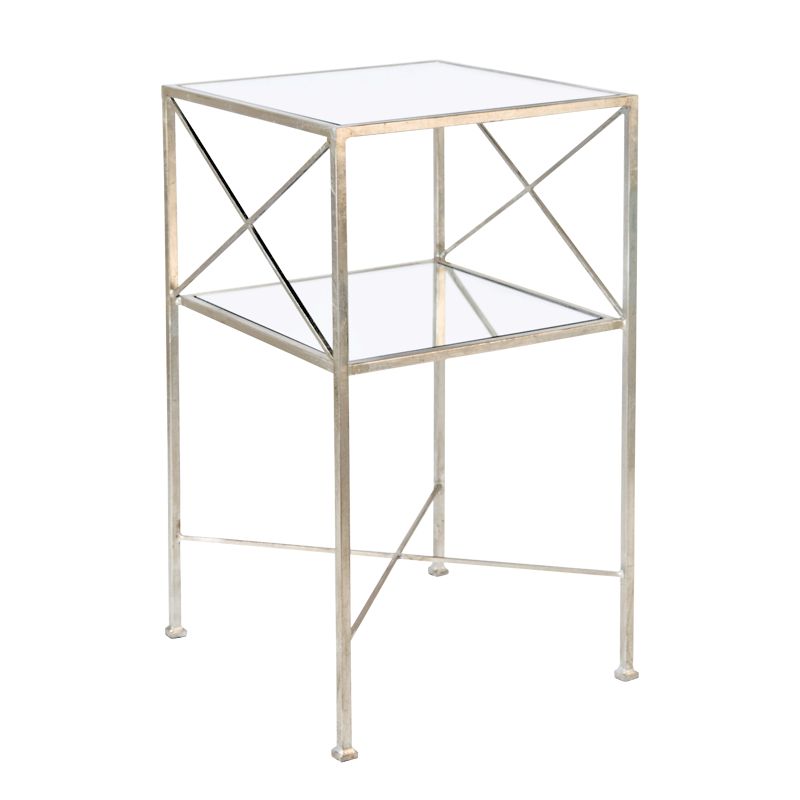 TWO TIER SILVER LEAF SIDE TABLE