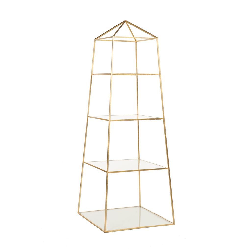 WORLDS AWAY GOLD LEAF PIPER ETAGERE