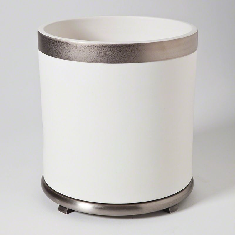 GLOBAL VIEWS SMALL ENCIRCLE VASE IN WHITE WITH PLATINUM