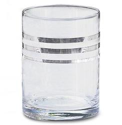 GLOBAL VIEWS SET OF 4 PLATINUM BANDED DOUBLE OLD FASHION GLASSES