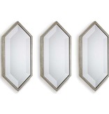 REGINA ANDREW SILVER SET OF 3 DIAMOND WALL PANEL MIRRORS