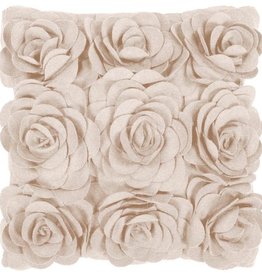 SURYA FELTED FLORAL PILLOW IN BEIGE