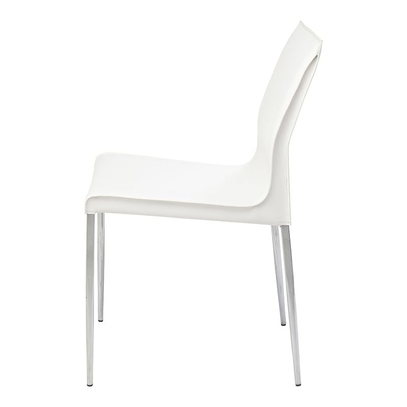 NUEVO COLTER DINING CHAIR IN WHITE LEATHER