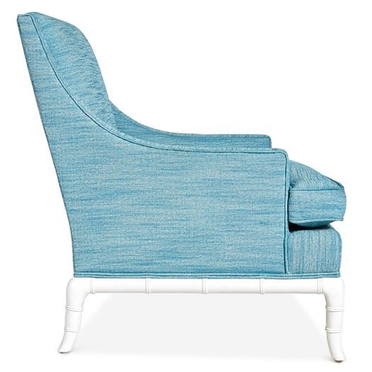 JONATHAN ADLER CHIPPENDALE LOUNGE CHAIR- TURQUOISE LINEN