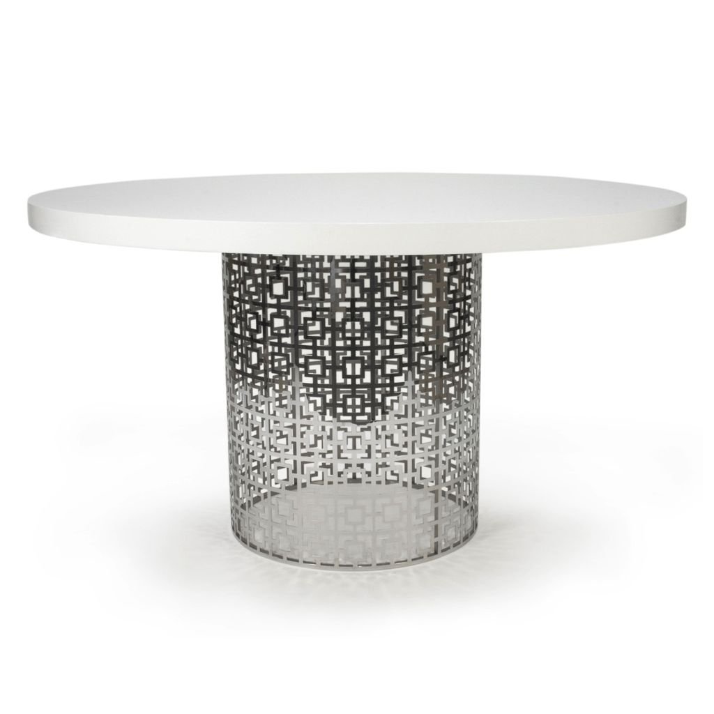 JONATHAN ADLER NIXON DINING TABLE WHITE GLOSS AND NICKEL Wostbrock Home