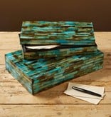 TOZAI HOME SET OF 2 VERDIGRIS COVERED BOXES