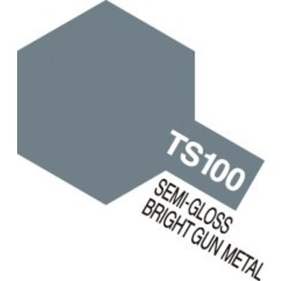 TAM - Tamiya 865- 85100 TS-100 Semi-Gloss Bright Gun Metal 100ml Spray Can