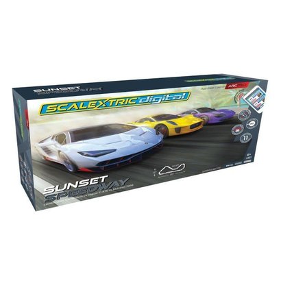 SSR-Scalextric C1388T 1/32 SETS ARC PRO SUNSET SPEEDWAY SET LAMBORGHINI CENTENARIO VS JAGUAR C-X75 VS MCLAREN 720S