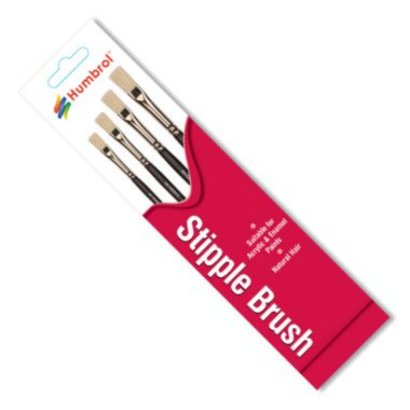 HMB - HUMBROL AG4303 - Set of 4 Acrylic & Enamel - Brush Pack, Stipple, Natural Hair