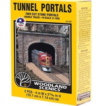 WOO - Woodland Scenics 785- C1157 N-scale Double Tunnel Portal Cut Stone 2