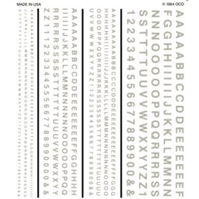 WOO - Woodland Scenics 785- Dry Transfer R.R. Gothic White Letters/Numbers 1/16", 3/32", 1/8", 3/16"