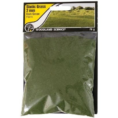 WOO - Woodland Scenics 785- FS613 Static Grass, Dark Green 2mm
