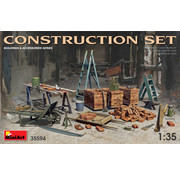 MiniArt Models(MNA) CONSTRUCTION SET Kit contains models of: ladders, table, buckets, bricks, cart, anvil, beams, jack stand and tools 1:35