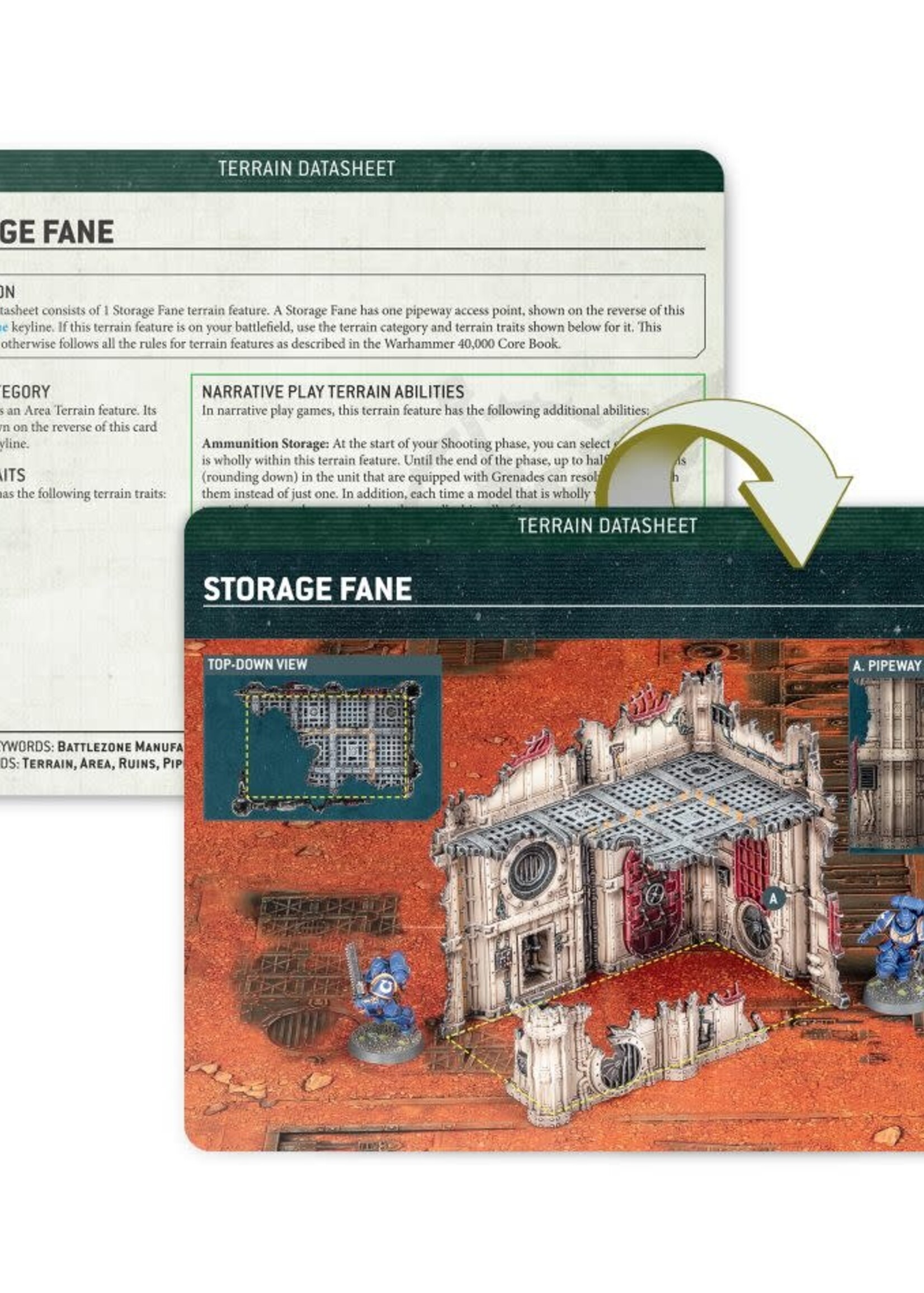 Games Workshop (GW) 40-14 BATTLEZONE: Manufactorum – Terrain Datasheet Cards