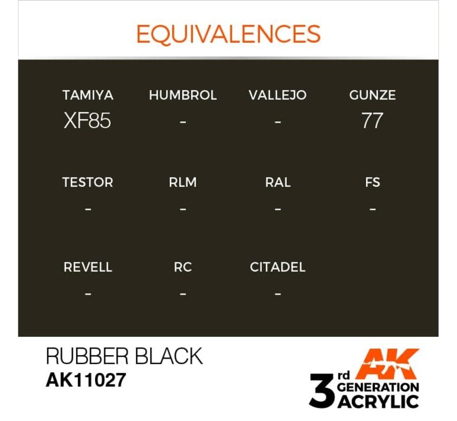 11027 AK Interactive 3rd Gen Acrylic Rubber Black 17ml