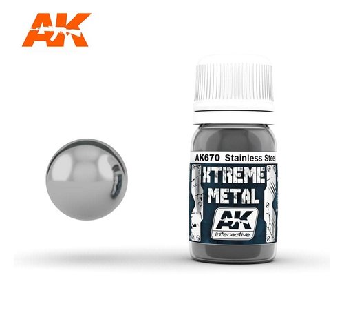 AK_Interactive 670 Xtreme Metal Stainless Steel Metallic Paint 30ml Bottle