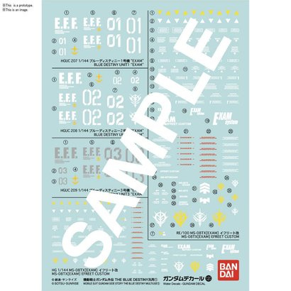 BANDAI MODEL KITS Gundam Decal 120 Mobile Suit Gundam Side Story The Blue Destiny "Gundam The Blue Destiny" Bandai Decals