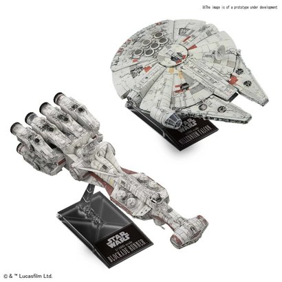 BANDAI MODEL KITS 5055363 Blockade Runner 1/1000 & Millennium Falcon 1/350 "Star Wars", Bandai Star Wars Plastic Model