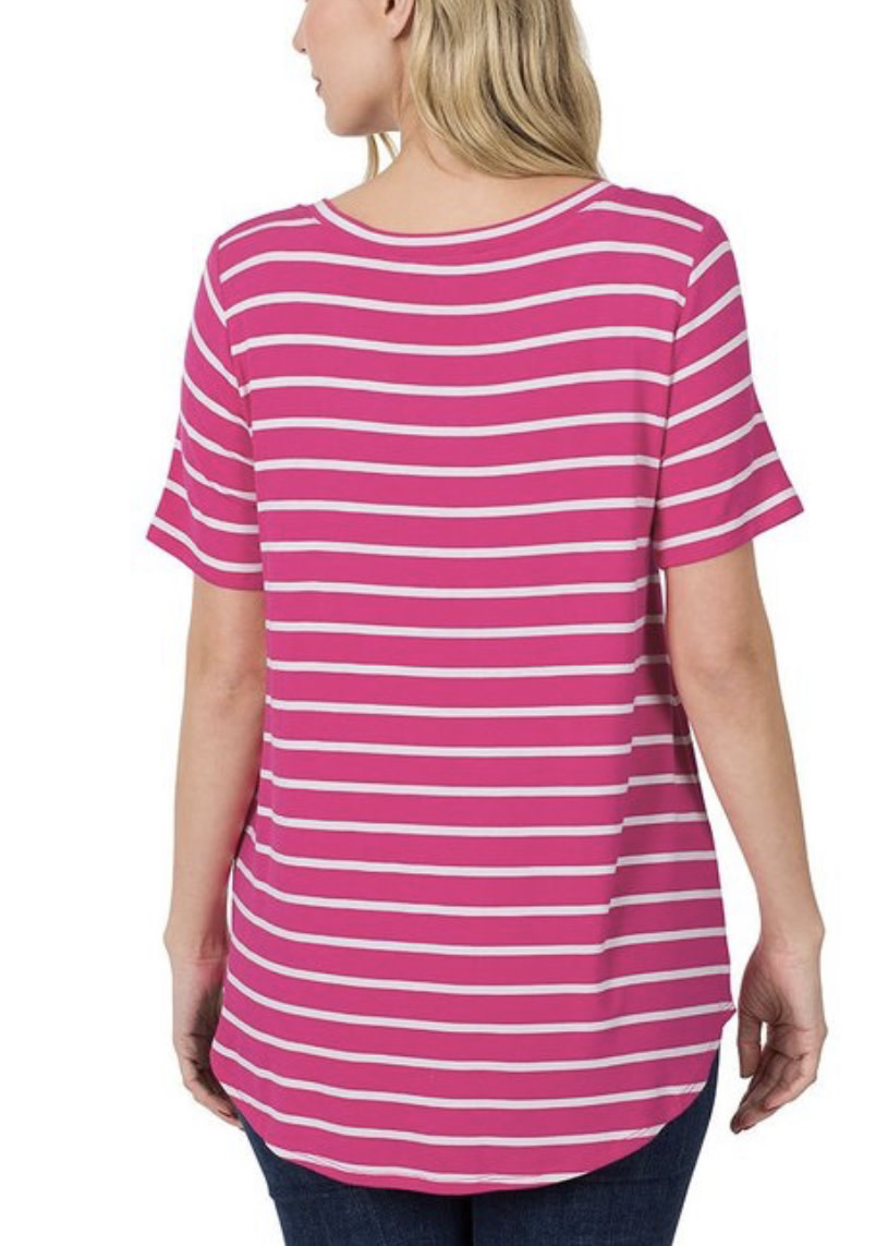 Hot Pink Striped Tee