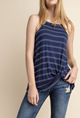Navy Twisted Front Halter Top