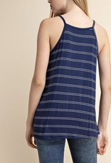 Navy Twisted Front Halter Top