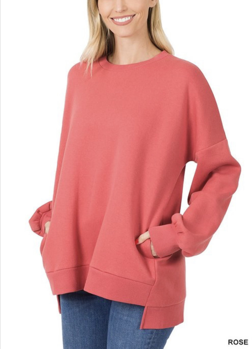 Pocketed Rose Sweatshirt