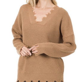 Distressed Camel Sweater