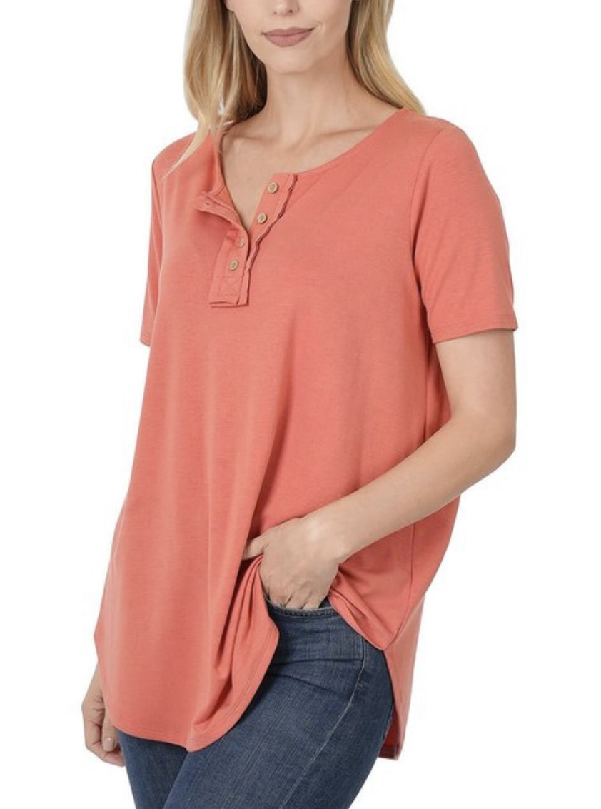 Soft Short Sleeve Coral Top