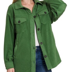 Green Fleece Shacket