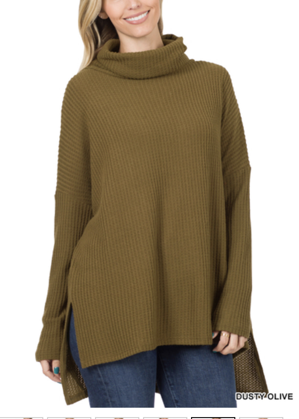Olive Thermal Cowl Neck