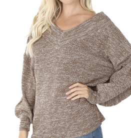 Mocha Off The Shoulder Sweater