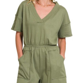 Olive Romper w/ Pockets