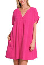 Pink Raw Edge Dress