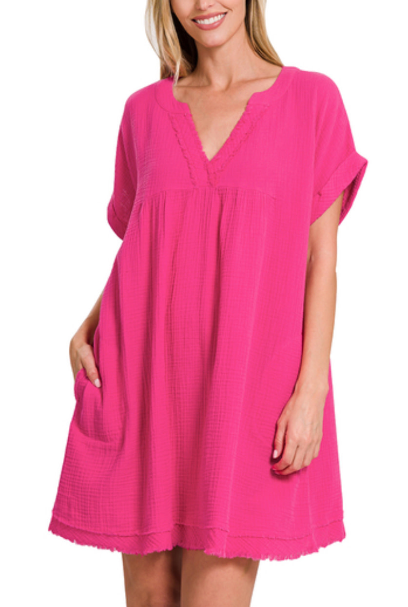 Pink Raw Edge Dress