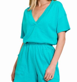 Ice Blue Romper w/ Pockets