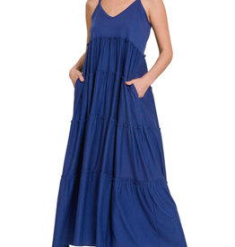 Navy Tiered Maxi Dress