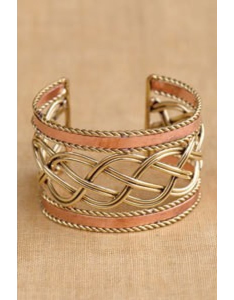 Sevya - Braided Copper & Brass Cuff Bracelet